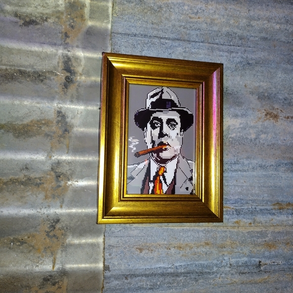 Other - 8 Bit Al Capone Mugshot Framed Art Print lo-fi Pixel Art By Neon Nicho
